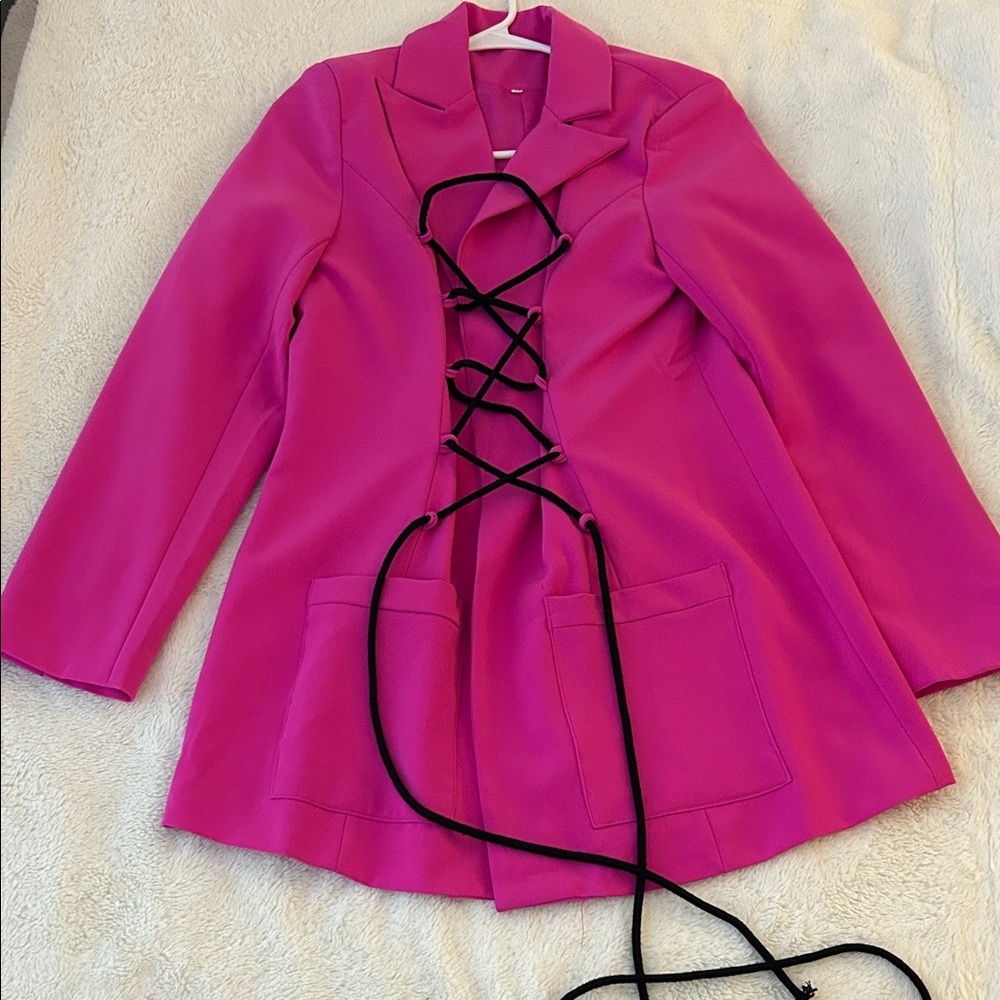 Women's Pink Lace-Up Jacket